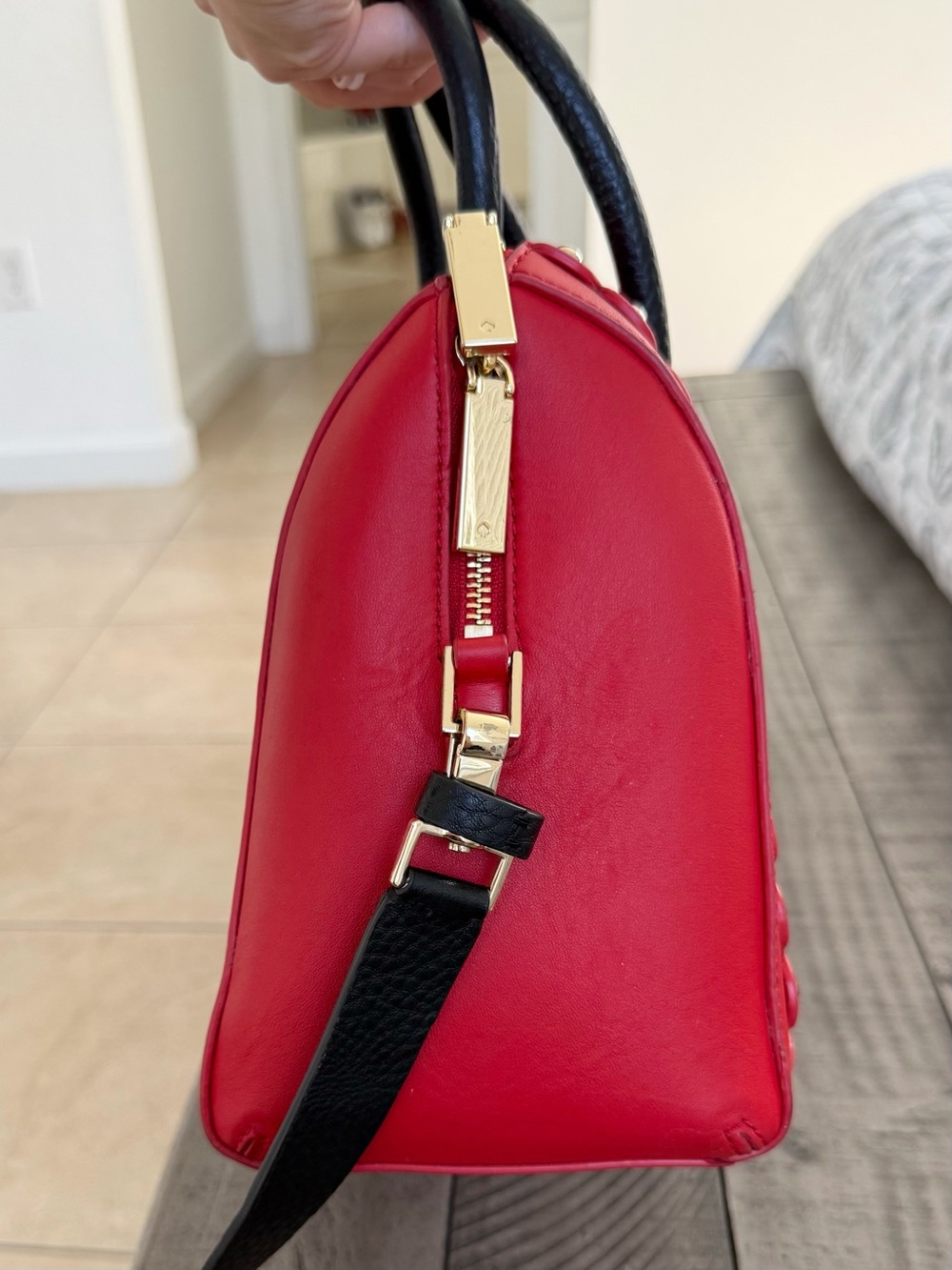 Kate spade Madison Stewart mega lane satchel red leather bag RARE - Picture 3 of 8